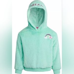 Betsey Johnson Girl’s SM Teal Sherpa Hooded Pullover Jacket Sweatshirt
